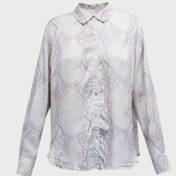 Splendid Mackenzie Paisley Button Down Shirt WHITE SAND PAPER - Picture 9 of 9